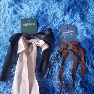 Black and Cream Hair Bow Set